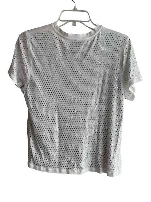 Cynthia Rowley Size XS White Cotton Rhinestone Crew Neck Short Sleeve Top White / XS