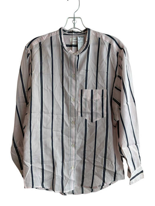 Isabel Marant Etoile Size 34 Pink & Navy Cotton Blend Round Neck Button Down Top Pink & Navy / 34