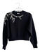 Sandro Size Est S Black Cotton Blend Rhinestone Floral Cropped Sweatshirt Top Black / Est S
