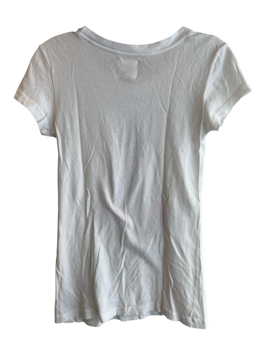 L'agence Size XS White Cotton Crew Neck Cap Sleeve Graphic Print Top White / XS