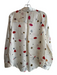 L'agence Size S Ivory & Multi Silk Collared Button Up Long Sleeve V Neck Top Ivory & Multi / S