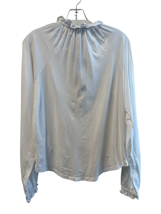 Veronica Beard Jeans Size M White Cotton V Neck Ruffle Detail Long Sleeve Top White / M