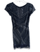 Aidan Mattox Size 2 Black Navy Polyester Round Neck Short Sleeve Back Zip Dress Black Navy / 2