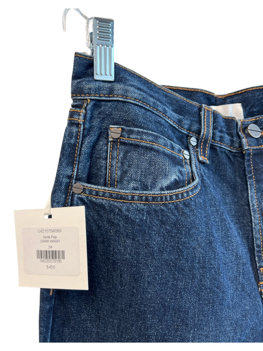 TWP Size 24 Dark denim Cotton Button Fly Contrast Stitch 5 Pocket Jeans Dark denim / 24