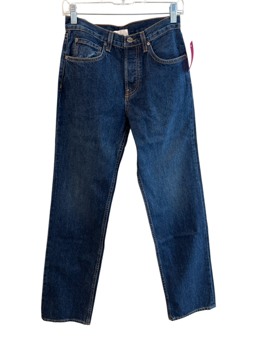 TWP Size 24 Dark denim Cotton Button Fly Contrast Stitch 5 Pocket Jeans Dark denim / 24