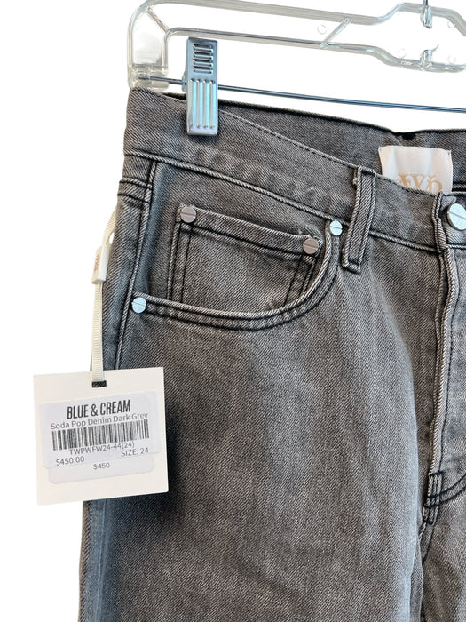 TWP Size 24 Gray Cotton Button Fly Mid Rise 5 Pocket Straight Cut Jeans Gray / 24