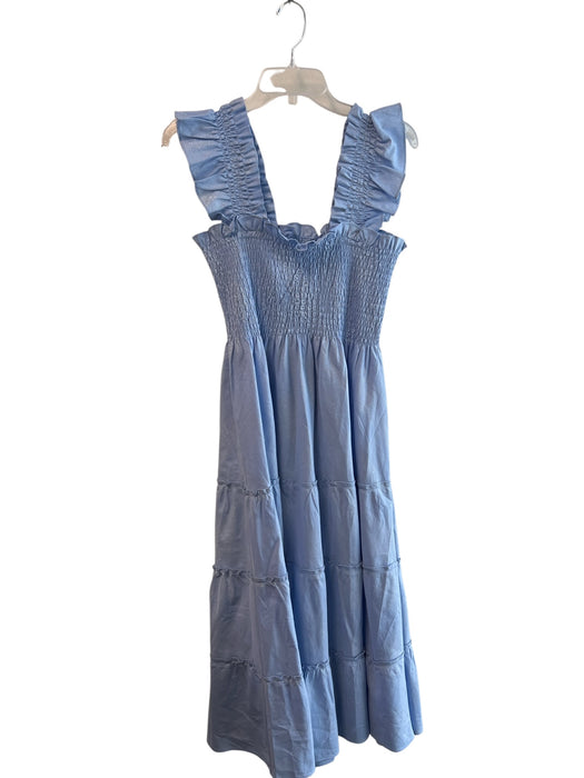 Hill House Size Medium Blue Cotton Blend Metallic Thread Stretch bodice Dress