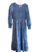 Pink City Prints Size Small Blue & White Cotton Floral Long Sleeve Dress Blue & White / Small