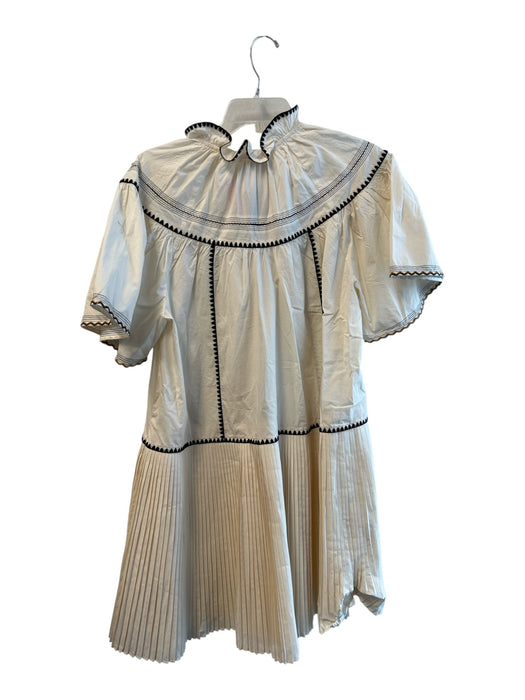 Ulla Johnson Size 8 Ivory & Black Cotton Ruffle Collar Short Sleeve Dress Ivory & Black / 8