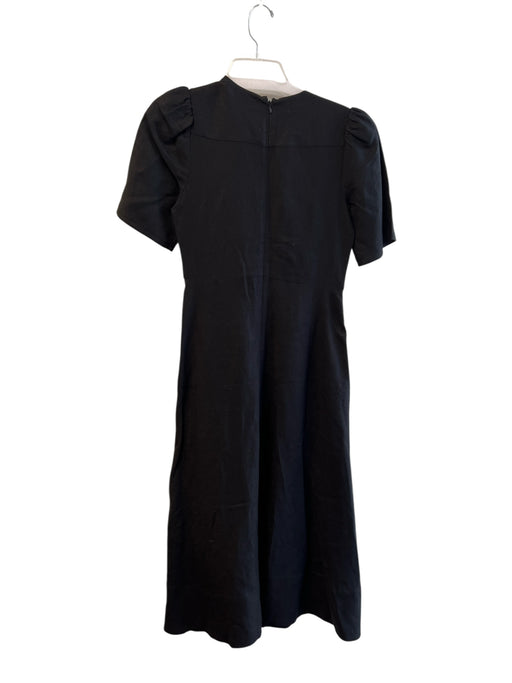 Hunter Bell Size 4 Black Linen Blend Deep V Neck Short Sleeve Back Zip Dress Black / 4