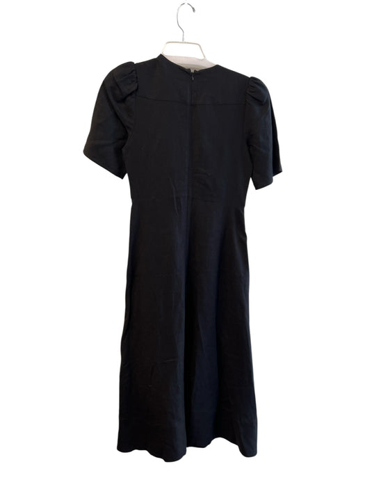 Hunter Bell Size 4 Black Linen Blend Deep V Neck Short Sleeve Back Zip Dress Black / 4