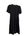 Hunter Bell Size 4 Black Linen Blend Deep V Neck Short Sleeve Back Zip Dress Black / 4