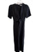 Hunter Bell Size 4 Black Linen Blend Deep V Neck Short Sleeve Back Zip Dress Black / 4