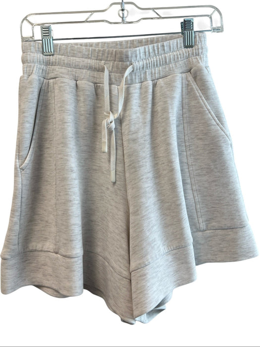 Varley Size Small White Viscose Blend Heathered Drawstring Waist Pockets Shorts White / Small