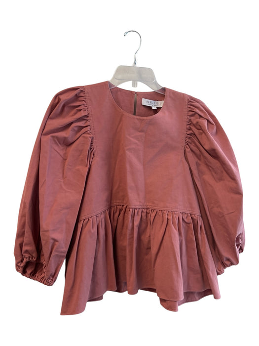 Hunter Bell Size Large Dark Rose Cotton Puff Half Sleeve Ruffle Accent Top Dark Rose / Large