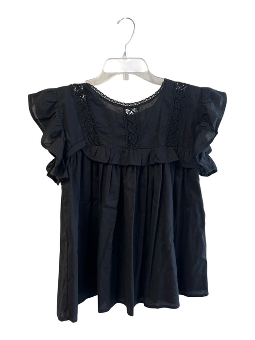 India Collection Emerson Fry Size XS/S Black Cotton Sleeveless Ruffles Top Black / XS/S