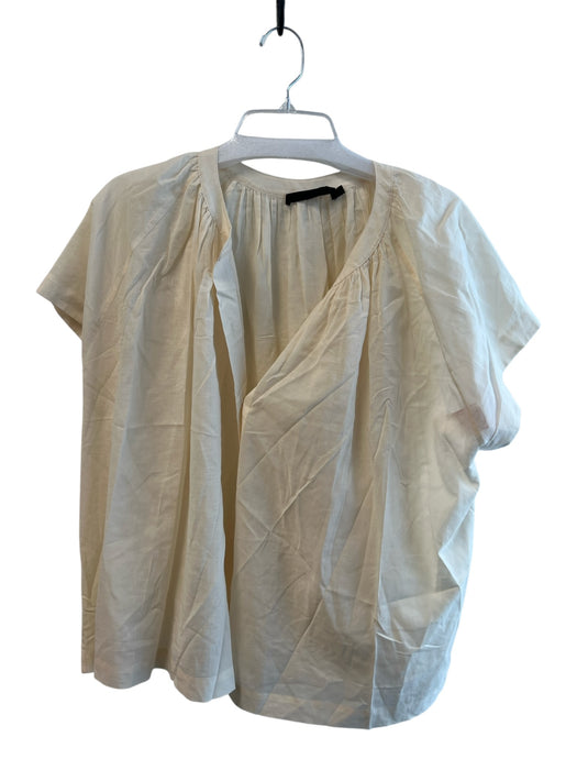 Jenni Kayne Size Medium Cream Cotton Blend Drop Shoulder Short Sleeve Top Cream / Medium