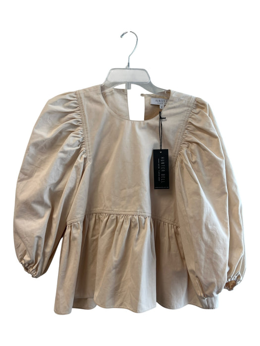 Hunter Bell Size Large Cream Cotton Puff Half Sleeve Ruffle Accent Top Cream / Large