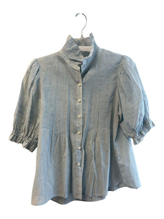 Trovata Birds of Paradis Size Medium Baby Blue Cotton Button Down Pintuck Top Baby Blue / Medium