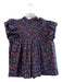 Oliphant Size Large Navy, Pink & Brown Cotton Floral Button Down Pintuck Top Navy, Pink & Brown / Large