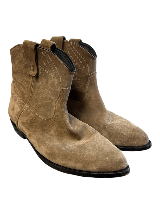 Closed Shoe Size 40 Brown Suede Pointed Toe seam detail above ankle Booties Brown / 40