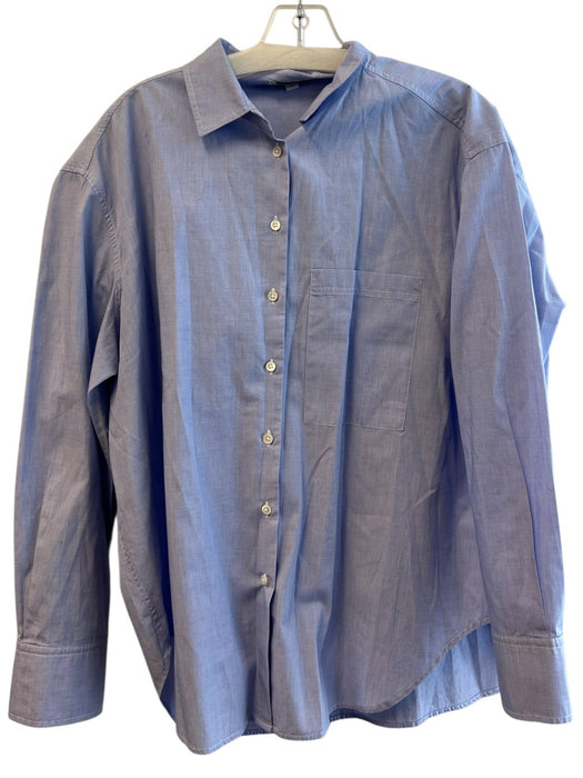 AYR Size Medium Blue Cotton Collared Button Up Long Sleeve Top Blue / Medium
