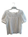 Cleobella Size Medium White Cotton Short Puff Sleeve Back Buttons eyelet Top White / Medium