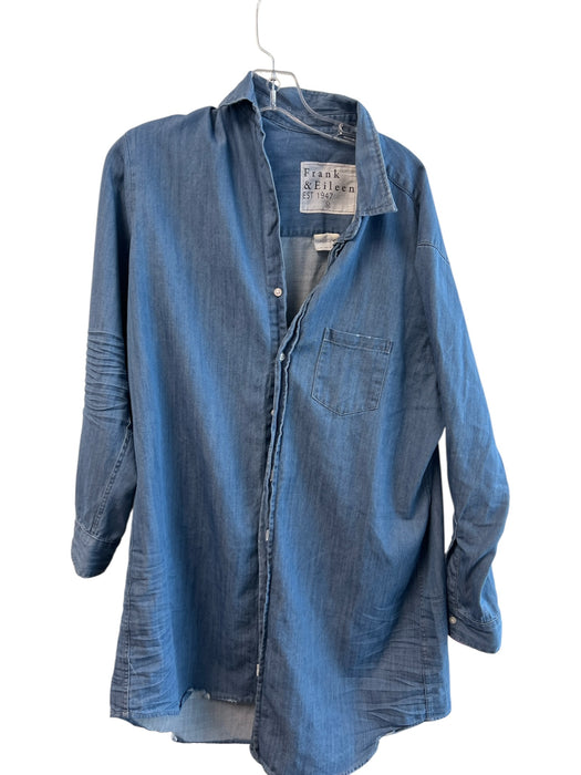 Frank & Eileen Size Medium Blue Cotton Long Sleeve Collared Button Up Dress Blue / Medium