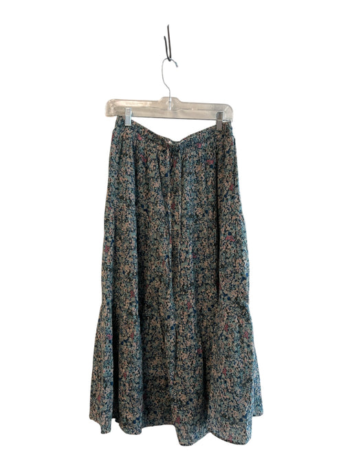Trovata Birds of Paradis Size Medium Blue & Multi Cotton Blend Draw Cord Skirt Blue & Multi / Medium