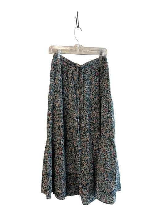 Trovata Birds of Paradis Size Medium Blue & Multi Cotton Blend Draw Cord Skirt Blue & Multi / Medium