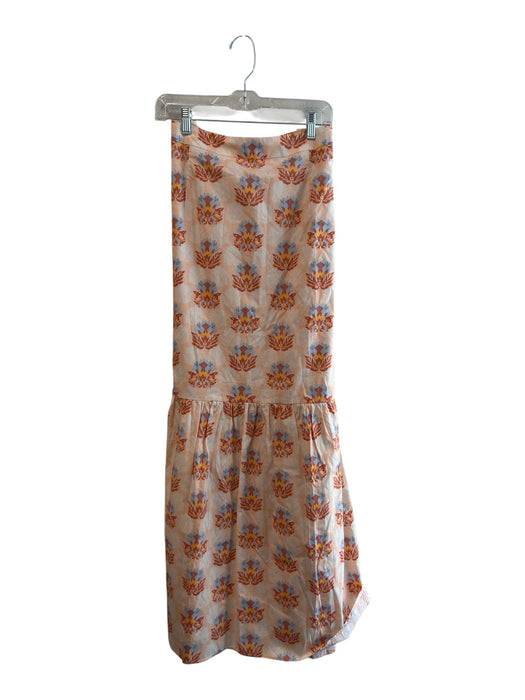 Modafleur Size XL Peach, Orange & Blue Cotton All Over Print Side Zip Maxi Skirt Peach, Orange & Blue / XL