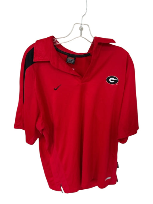 Nike Team Size M Red & Black Polyester UGA Textured Men's Polo Red & Black / M