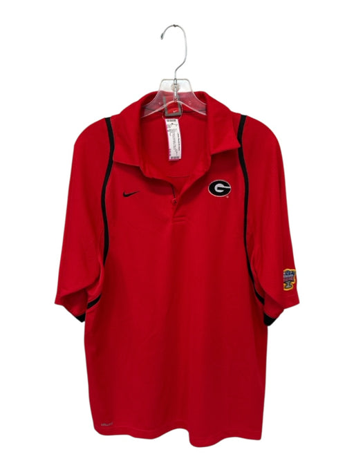 Nike Team Size M Red & Black Polyester UGA Textured Men's Polo Red & Black / M