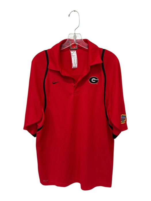 Nike Team Size M Red & Black Polyester UGA Textured Men's Polo Red & Black / M