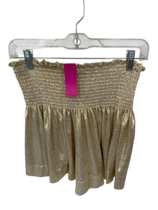 Queen of Sparkles Size S Gold Polyester Smocked Metallic Shorts Gold / S