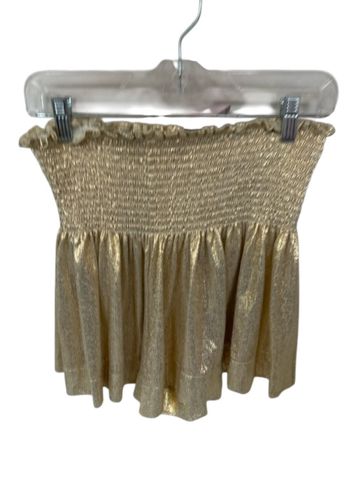 Queen of Sparkles Size S Gold Polyester Smocked Metallic Shorts Gold / S
