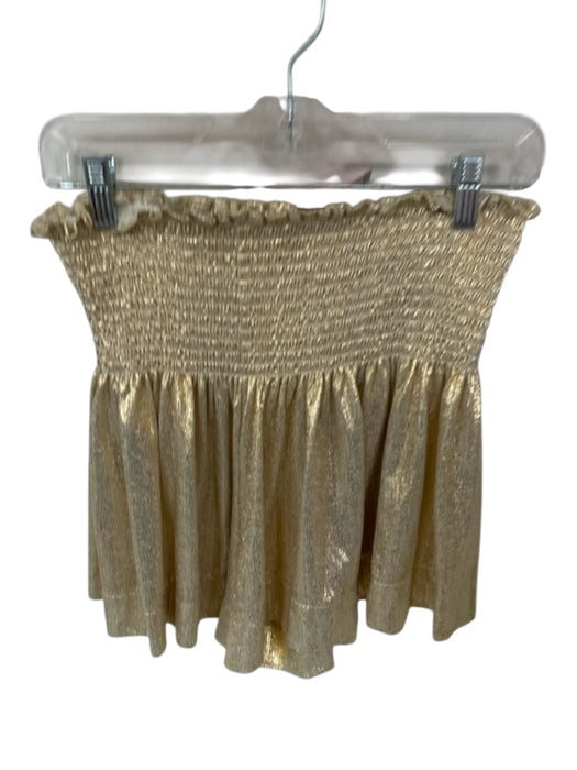 Queen of Sparkles Size S Gold Polyester Smocked Metallic Shorts Gold / S