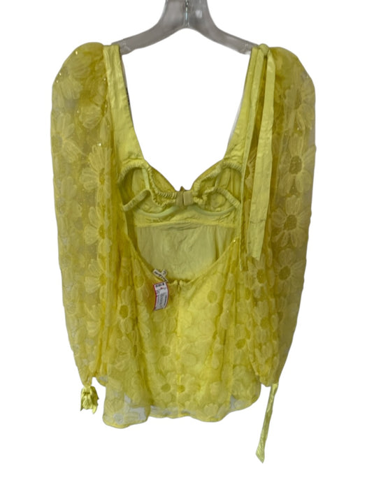 For Love & Lemons Size S Yellow Nylon Blend Mesh Overlay Sequins Underwire Dress Yellow / S