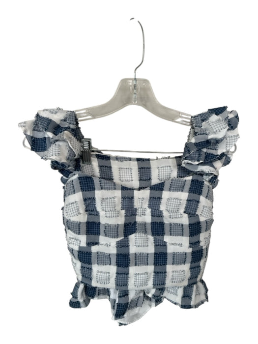 day + moon Size S Navy & white Polyester Blend Checkered Fringe Skirt Set Navy & white / S