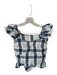 day + moon Size S Navy & white Polyester Blend Checkered Fringe Skirt Set Navy & white / S