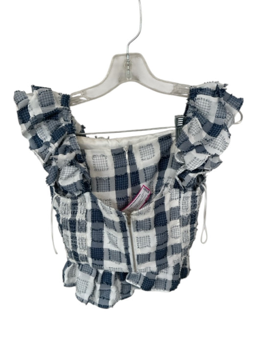 day + moon Size S Navy & white Polyester Blend Checkered Fringe Skirt Set Navy & white / S