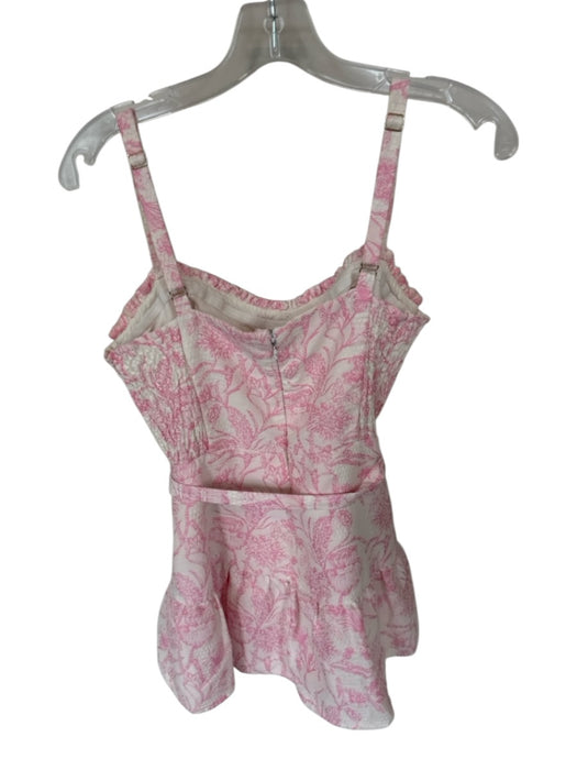 Amanda Uprichard Size M Pink & White Polyester Sleeveless Jaquard Flowers Dress Pink & White / M