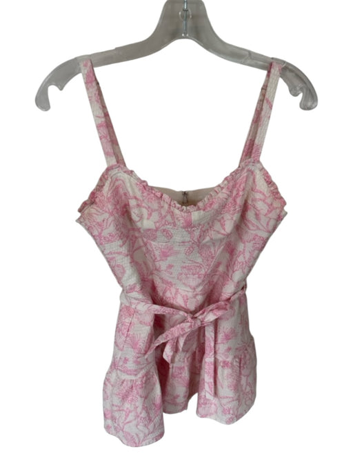 Amanda Uprichard Size M Pink & White Polyester Sleeveless Jaquard Flowers Dress Pink & White / M