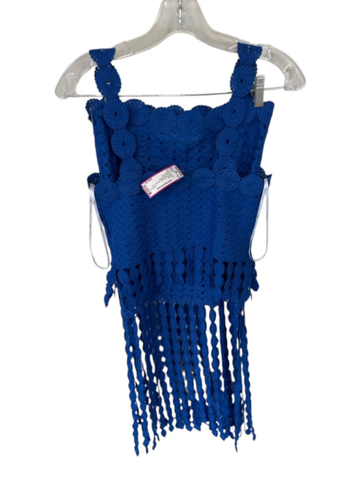 Lulus Size S Cobalt Blue Polyester Side Zip Lace Overlay Fringe Skirt Set Cobalt Blue / S