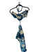 Pretty Little Thing Size 6P Cream & Blue Cotton & Linen Halter Neck Maxi Dress Cream & Blue / 6P