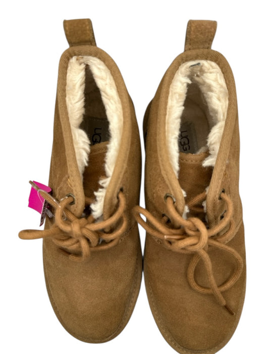 Ugg Shoe Size 9 Brown & Cream Suede Shearling Lined lace up Booties Brown & Cream / 9