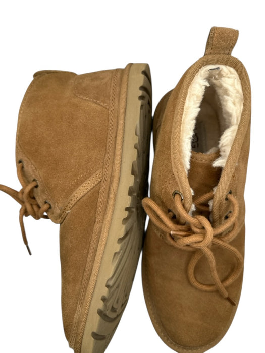 Ugg Shoe Size 9 Brown & Cream Suede Shearling Lined lace up Booties Brown & Cream / 9