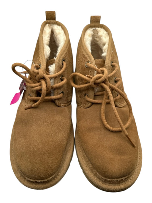 Ugg Shoe Size 9 Brown & Cream Suede Shearling Lined lace up Booties Brown & Cream / 9