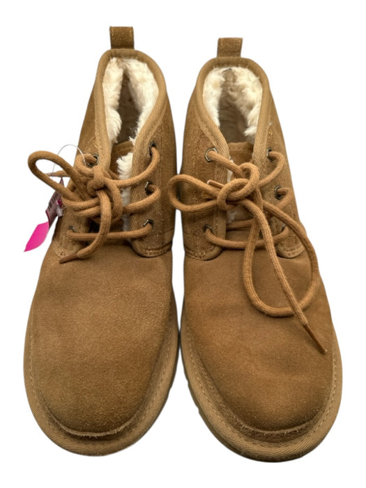 Ugg Shoe Size 9 Brown & Cream Suede Shearling Lined lace up Booties Brown & Cream / 9