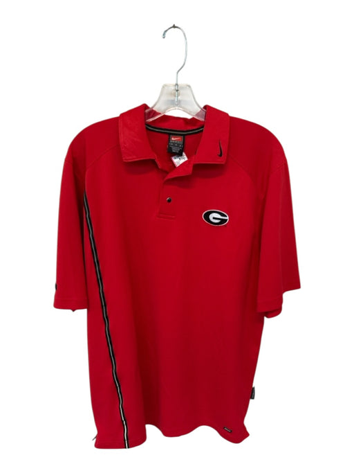 Nike Team Size M Red & Black Polyester UGA Textured Men's Polo Red & Black / M